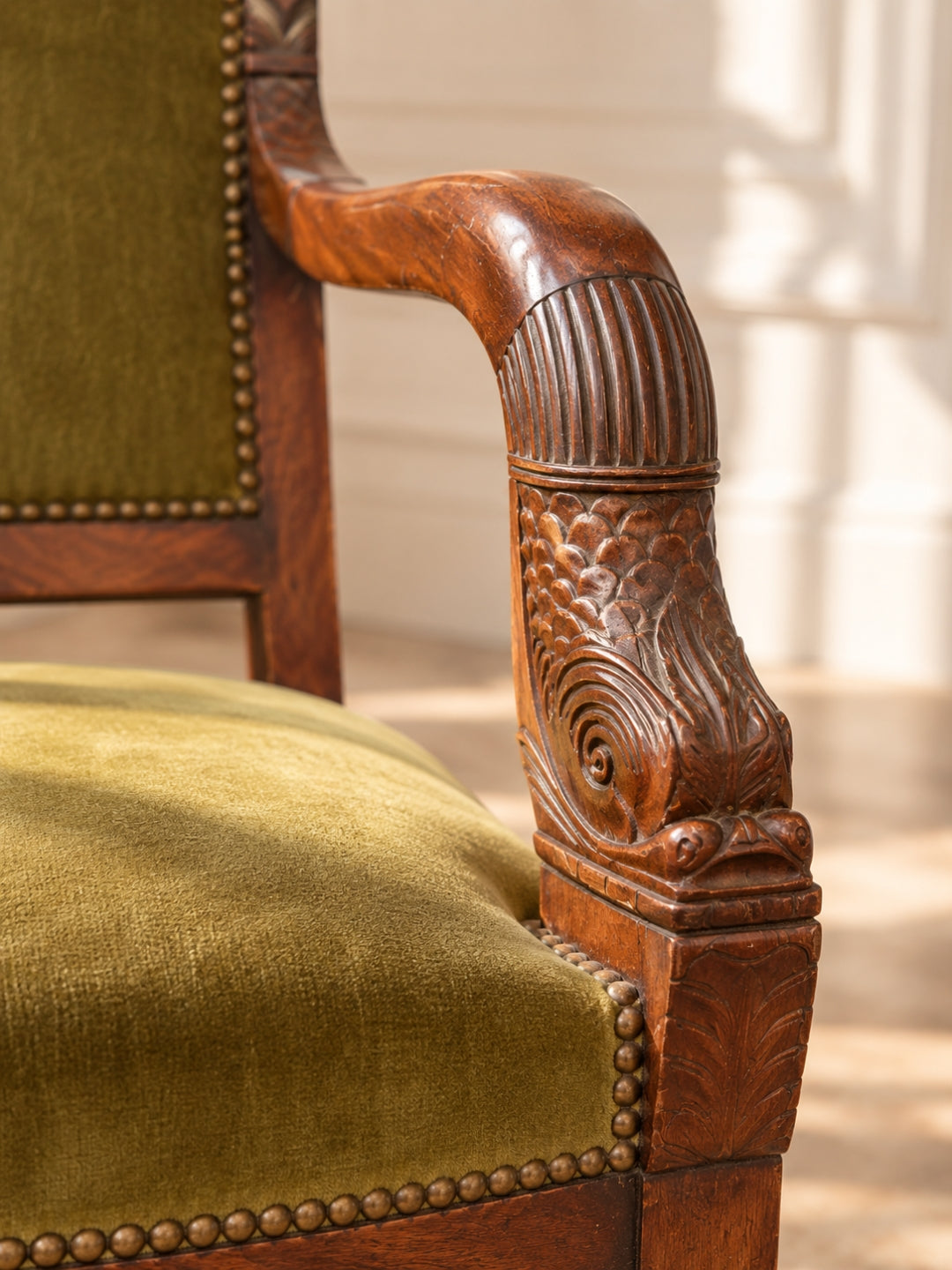 Pair of French Empire Mahogany Armchairs, early 19th Century