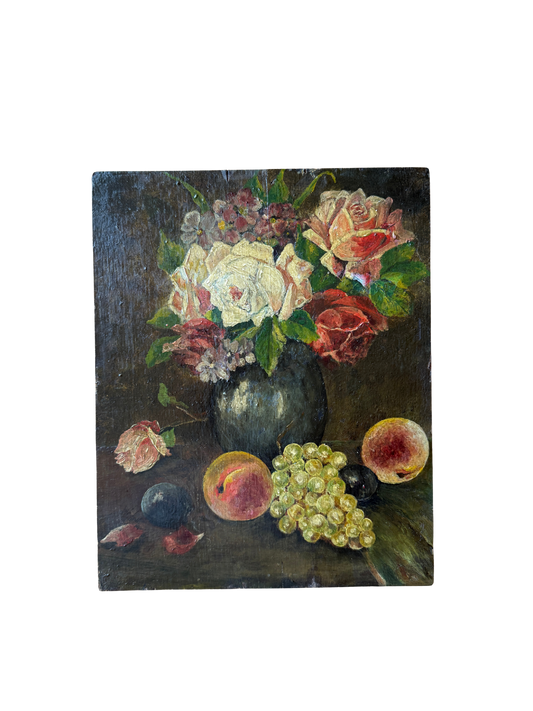 Atmospheric French oil painting on board