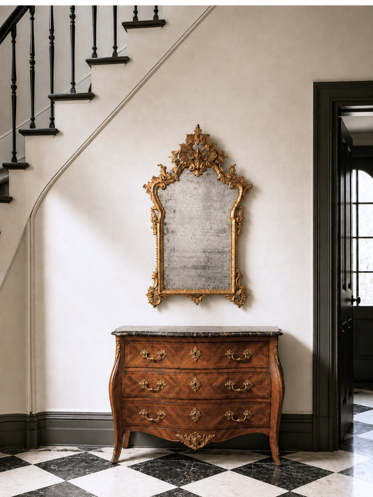 French Louis XV Giltwood Mirror with Original Mercury Glass