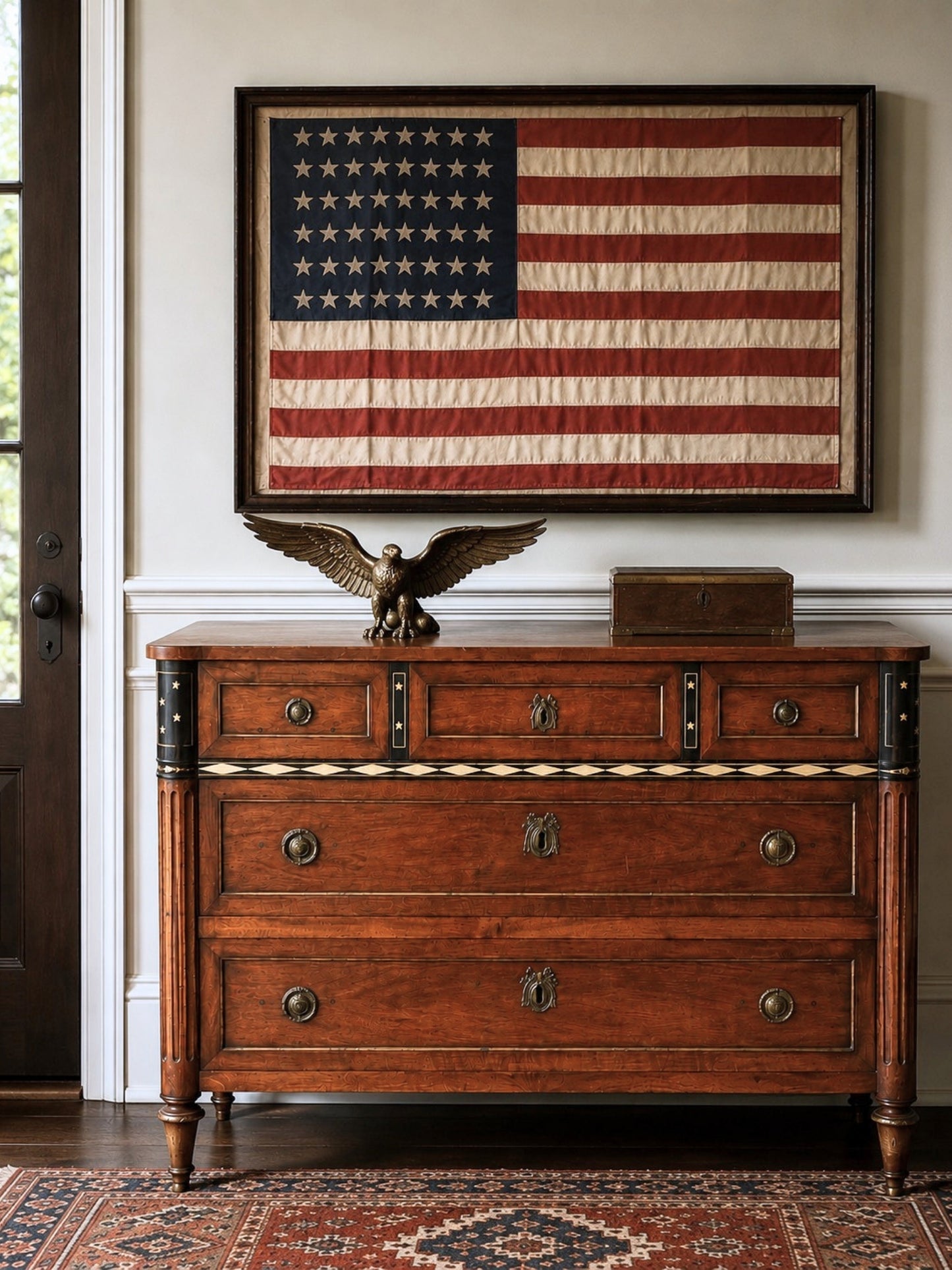 French Directoire Walnut Commode with stars inlays