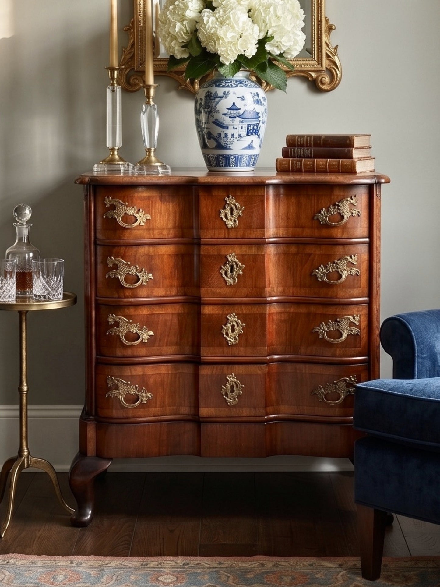 Dutch Walnut Serpentine Commode late baroque