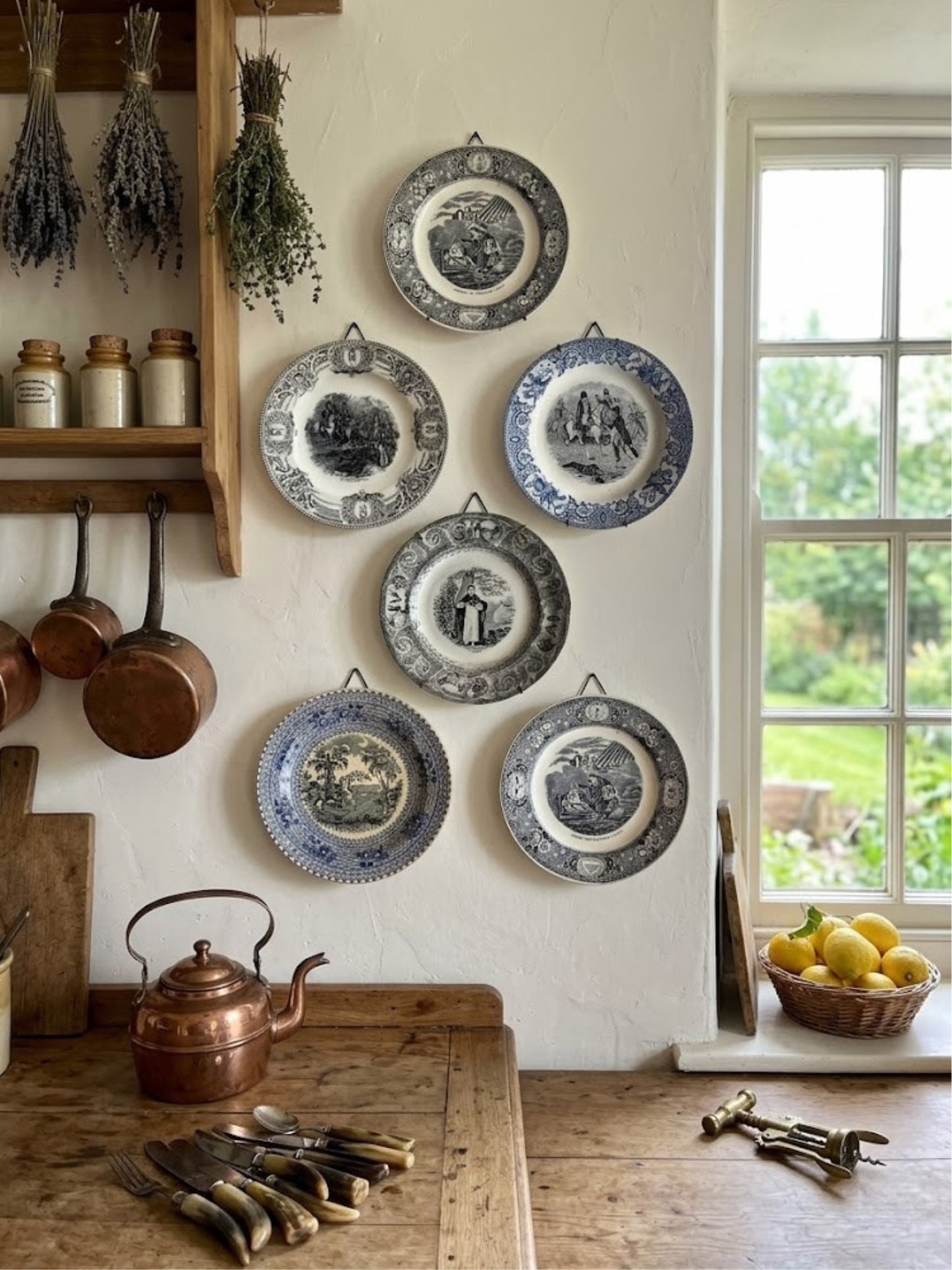 Collectible French b/w transferware plates