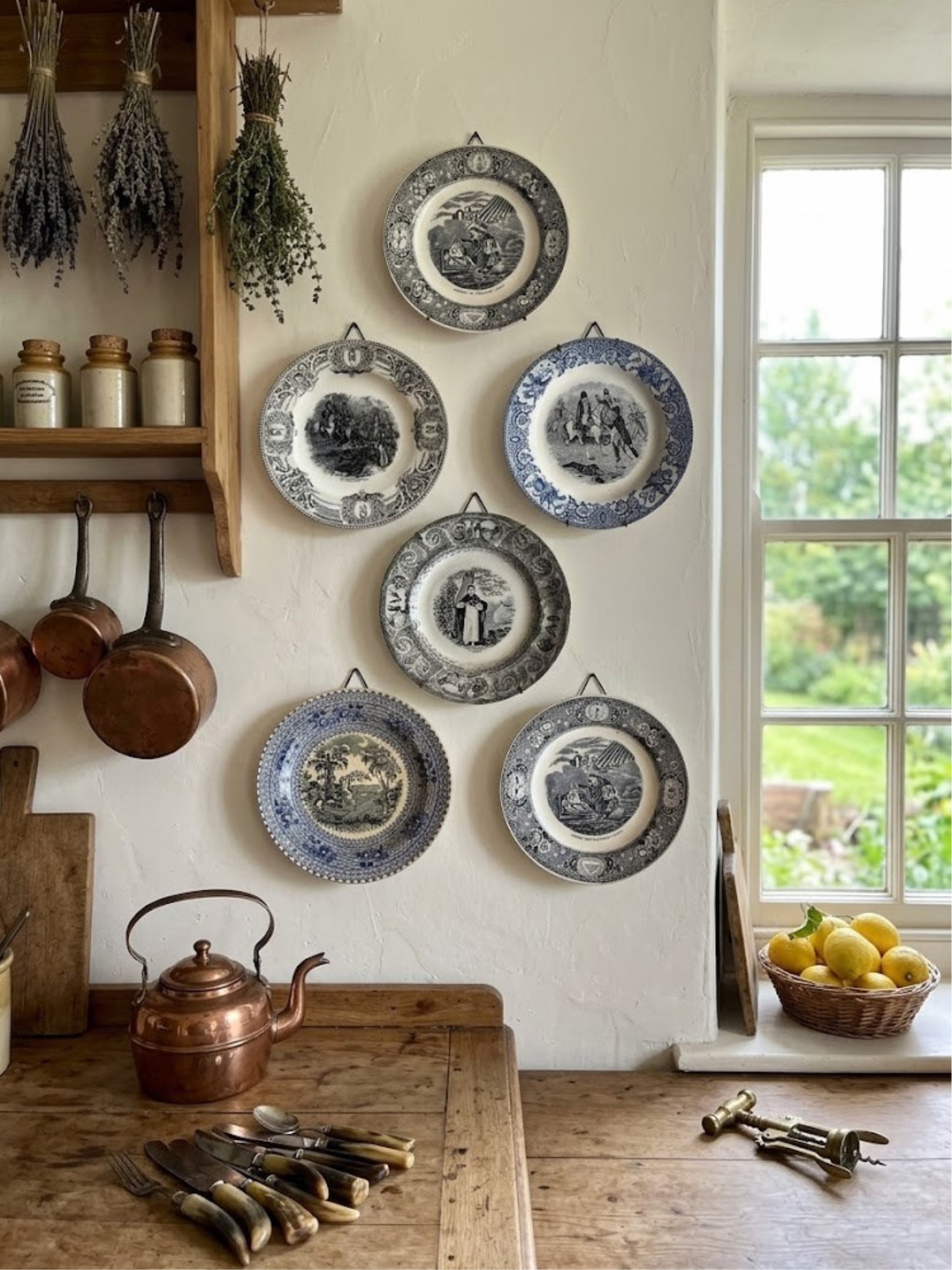 Collectible French b/w transferware plates