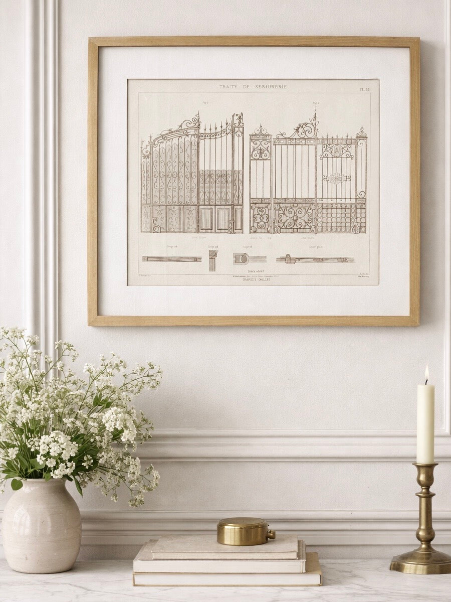 French Architectural Lithograph - Traité de Serrurerie Pl. 39