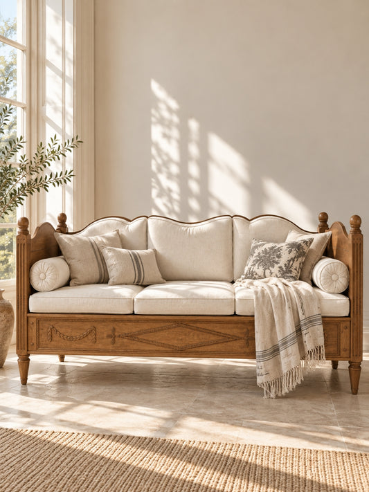 French Louis XVI Carved Oak Daybed
