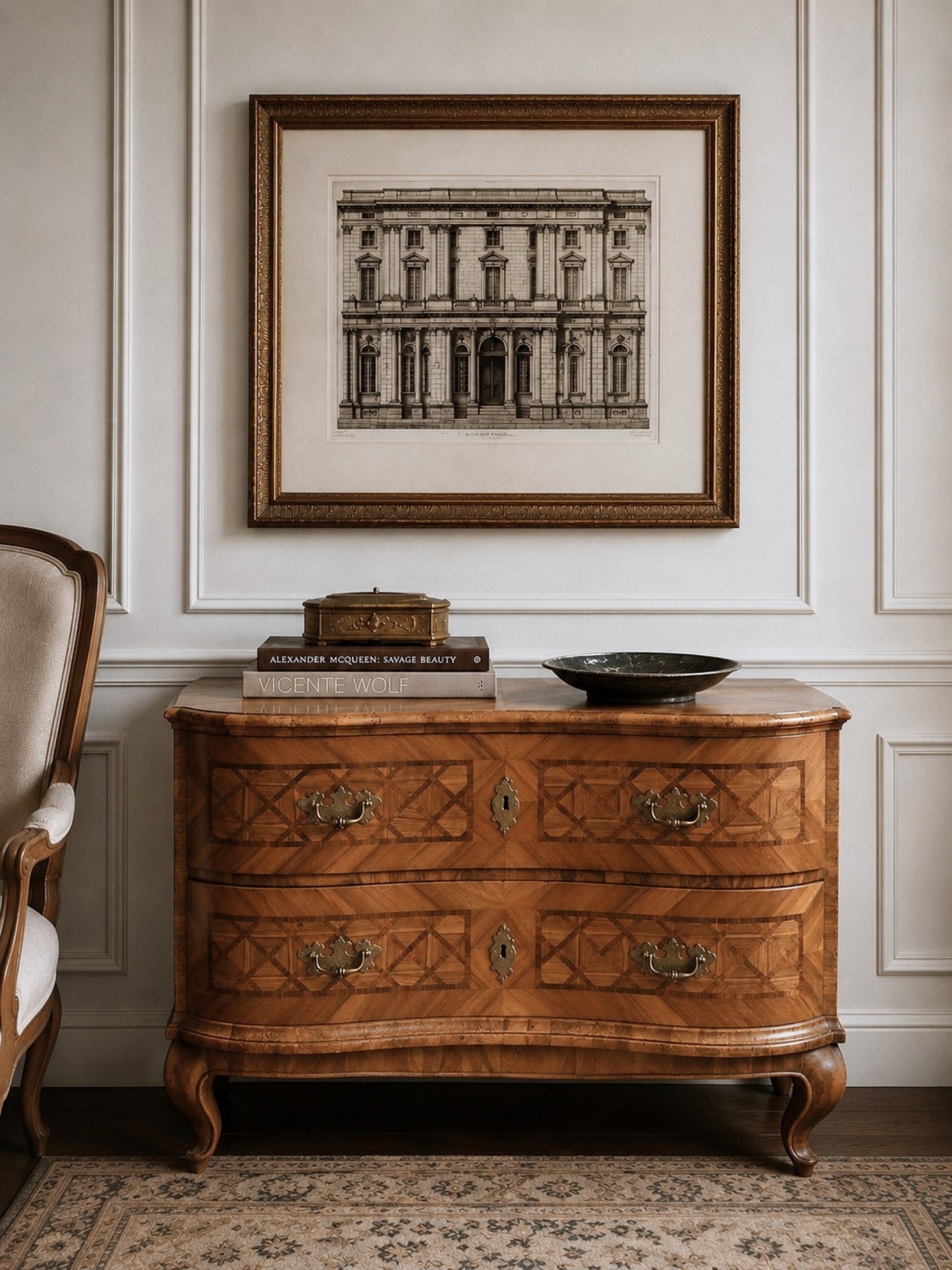 German Baroque Walnut Marquetry Commode 18th Century