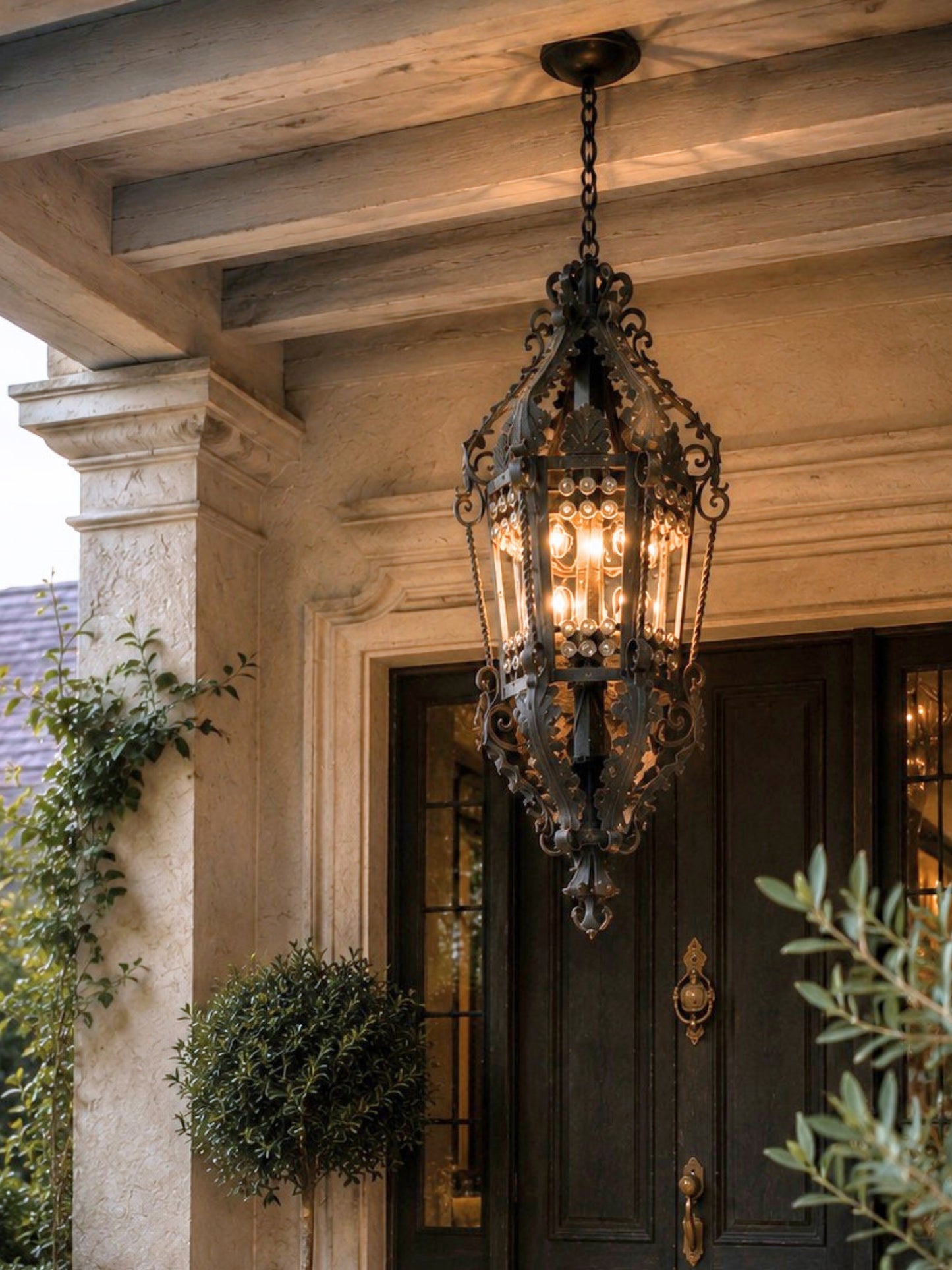 Monumental 19th Century Hand-Forged Iron Lantern
