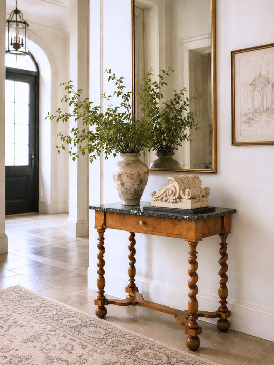 Early 18th Century South German Baroque Walnut Side Table with Marble Top