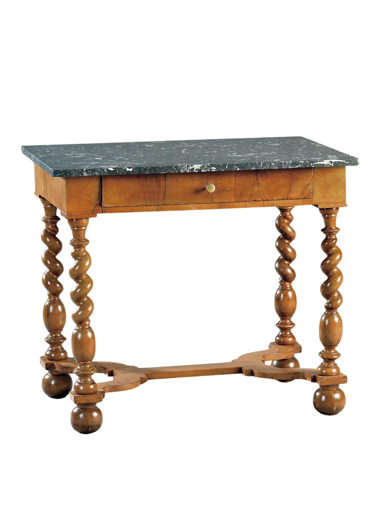 Early 18th Century South German Baroque Walnut Side Table with Marble Top