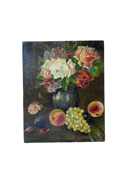 Atmospheric French oil painting on board