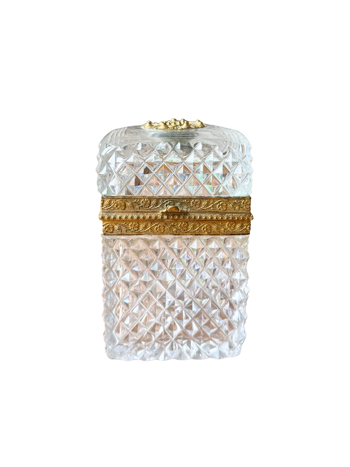 19th-century French Cut Crystal Casket with Ormolu Mounts