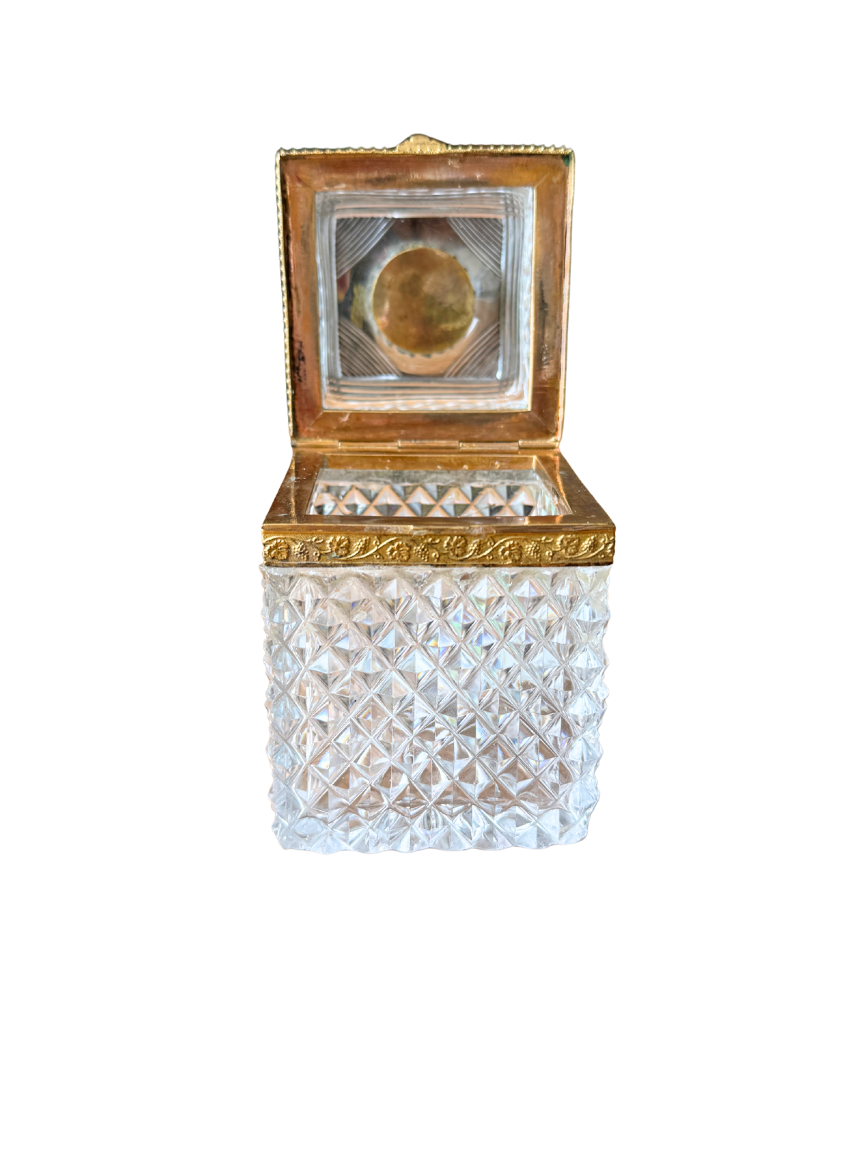 19th-century French Cut Crystal Casket with Ormolu Mounts