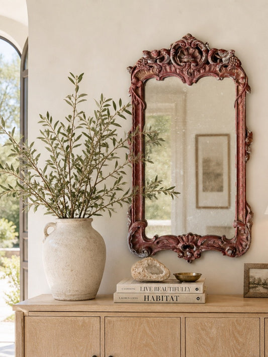 Louis XV style carved wooden mirror from France