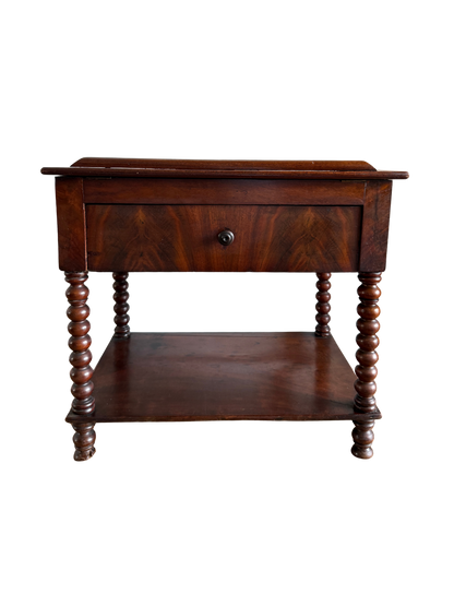 19th-century English mahogany side table & book stand