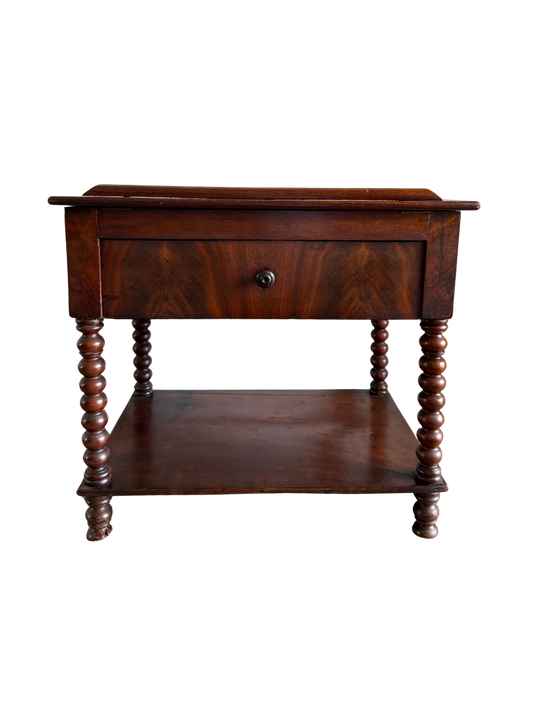 19th-century English mahogany side table & book stand