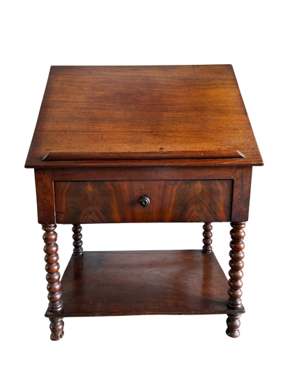 19th-century English mahogany side table & book stand