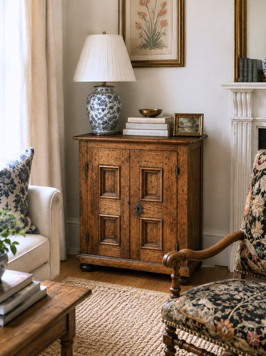 Small 18th Century French Provincial Oak Cabinet w/ Drawers