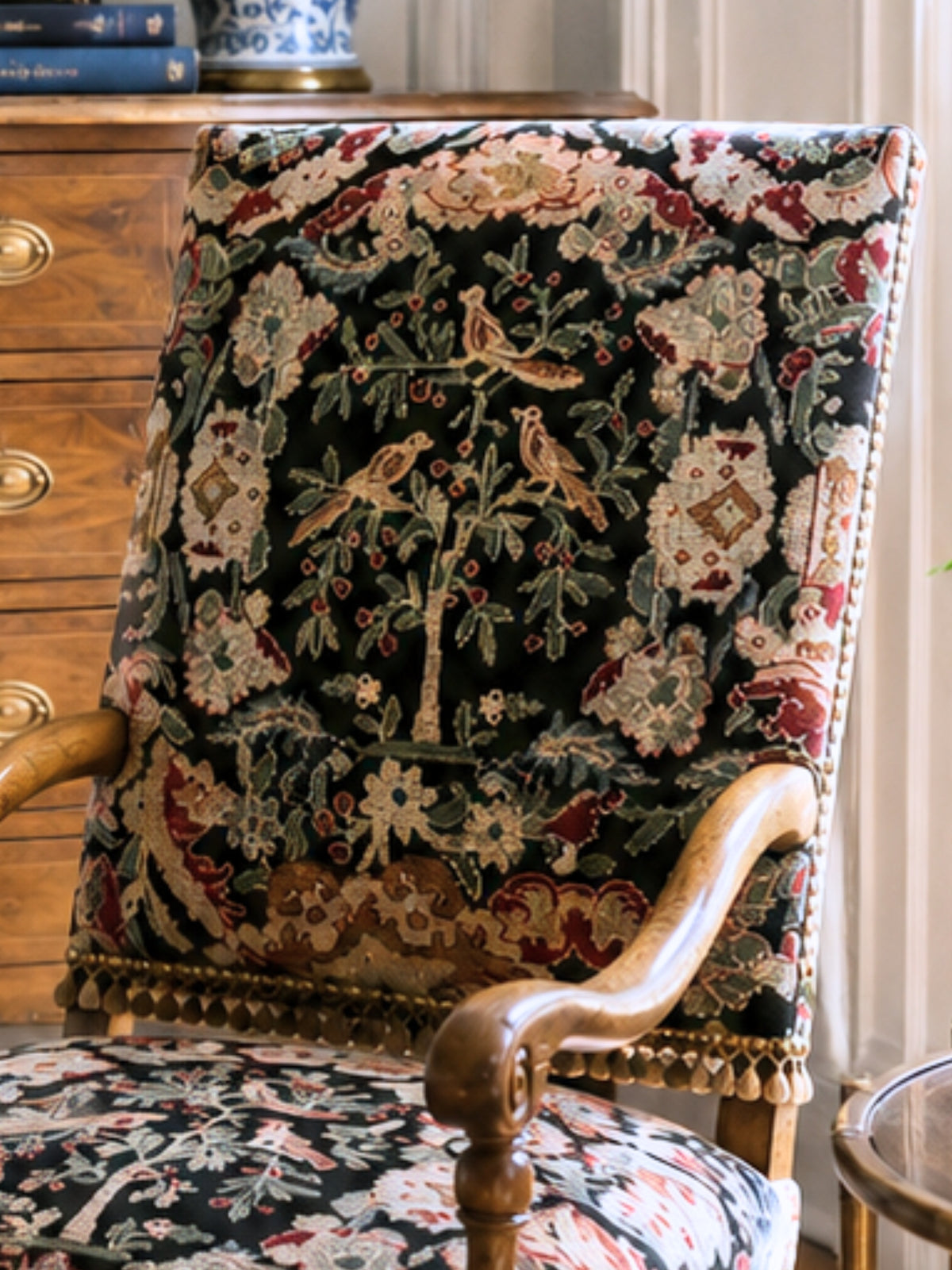 Dutch Baroque Walnut Armchair w/ tassel detail