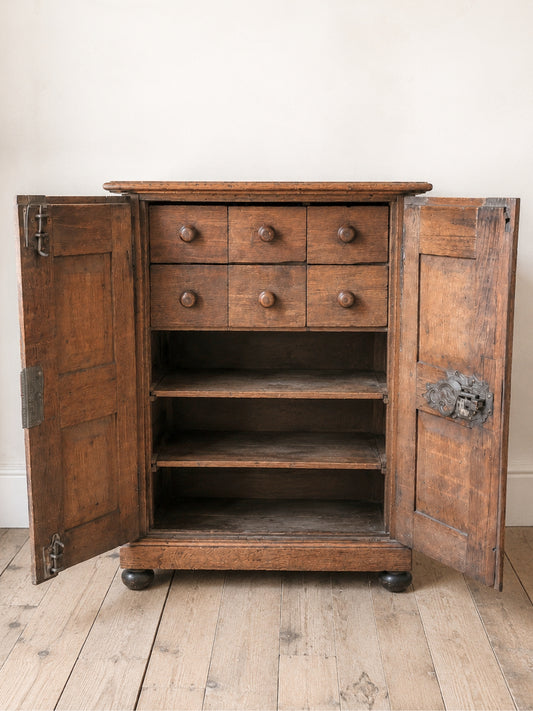 Small 18th Century French Provincial Oak Cabinet w/ Drawers