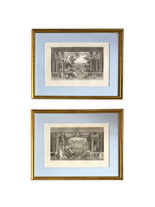 Pair of Antique French diagraphs “Palais du Louvre (L'Opera)” & "Le Château de Vincennes" 19th-century