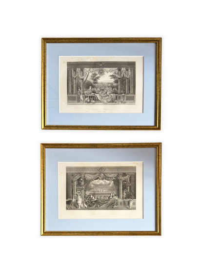 Pair of Antique French diagraphs “Palais du Louvre (L'Opera)” & "Le Château de Vincennes" 19th-century