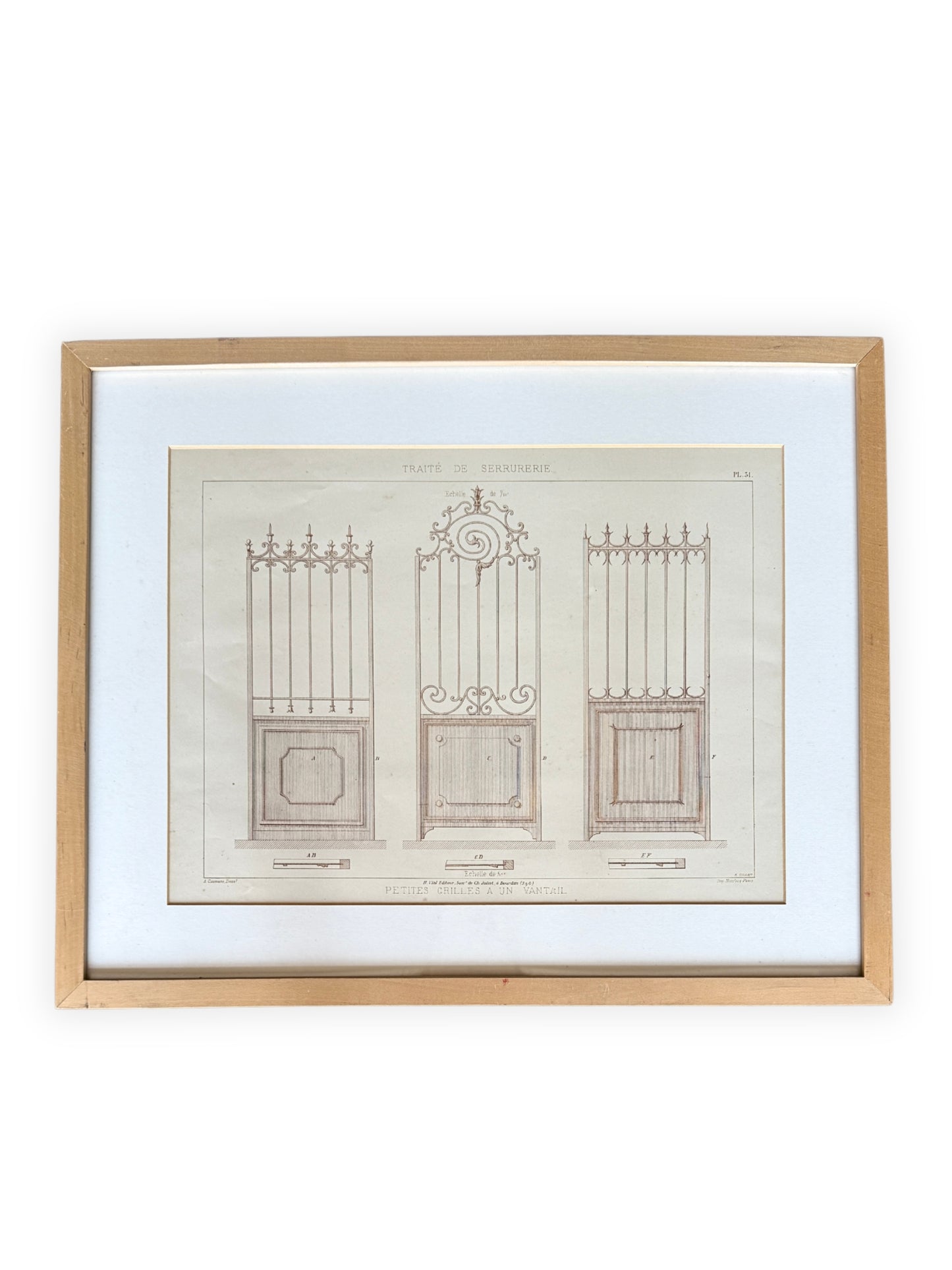 French Architectural Lithograph - Traité de Serrurerie Pl. 31