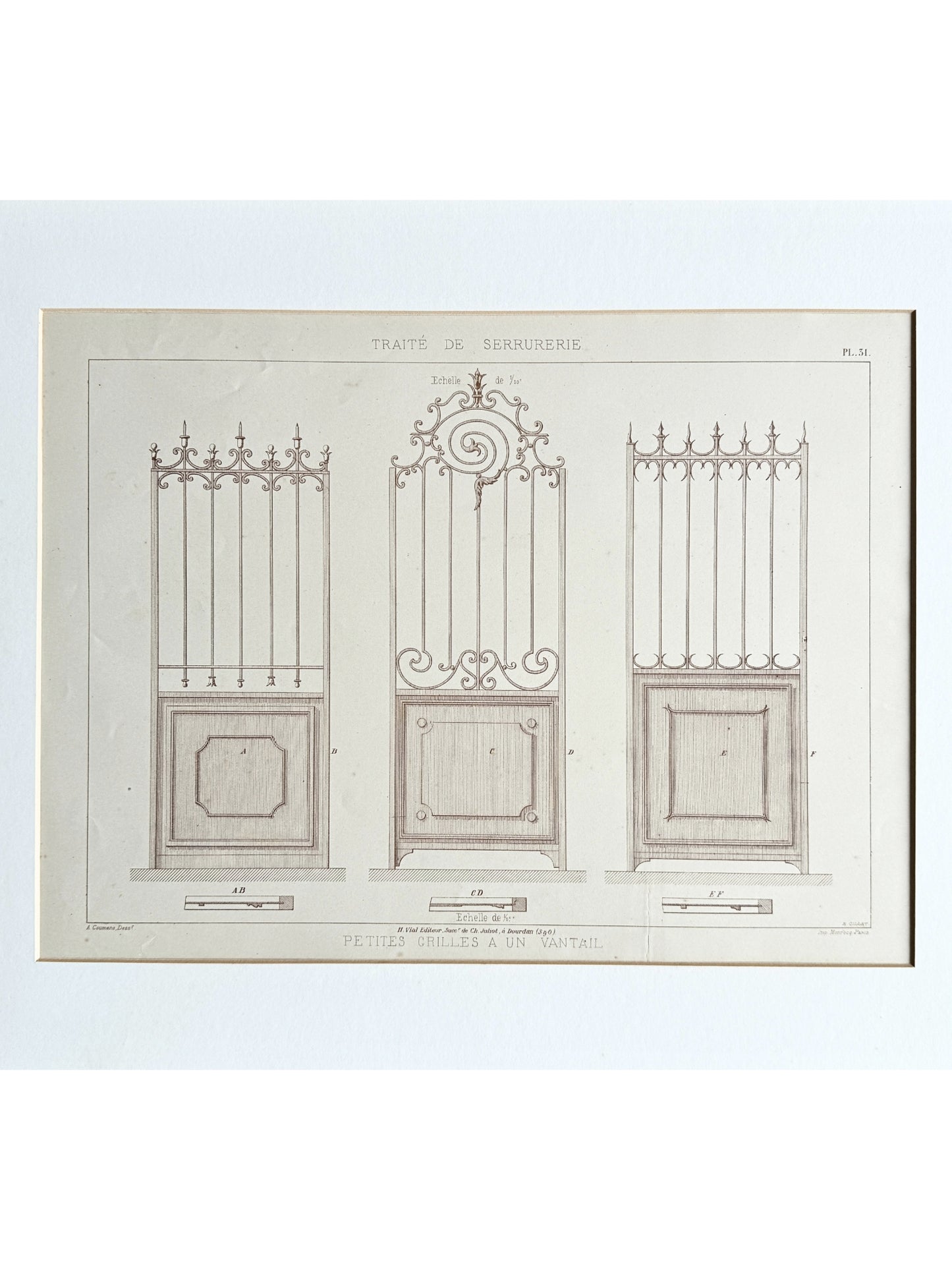 French Architectural Lithograph - Traité de Serrurerie Pl. 31
