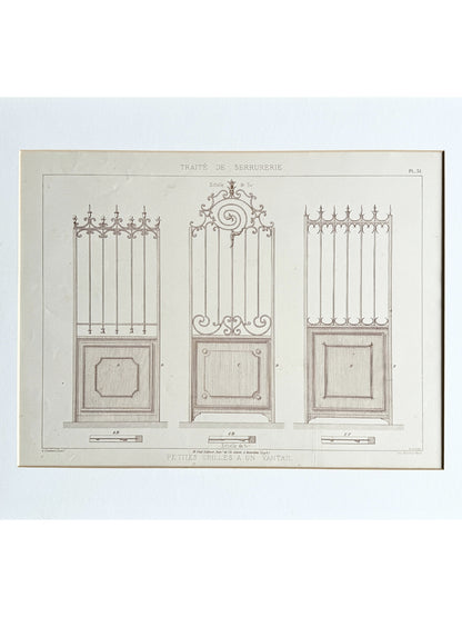 French Architectural Lithograph - Traité de Serrurerie Pl. 31