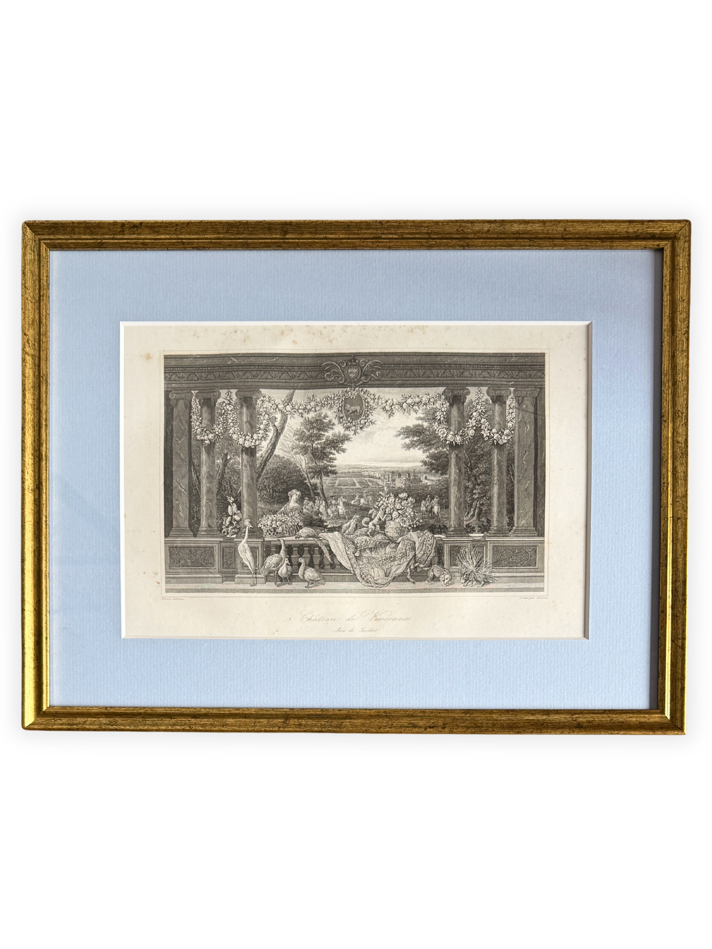 Pair of Antique French diagraphs “Palais du Louvre (L'Opera)” & "Le Château de Vincennes" 19th-century