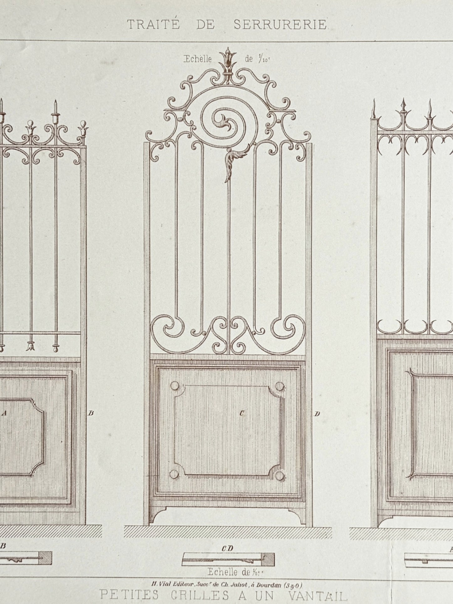 French Architectural Lithograph - Traité de Serrurerie Pl. 31