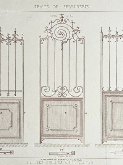 French Architectural Lithograph - Traité de Serrurerie Pl. 31