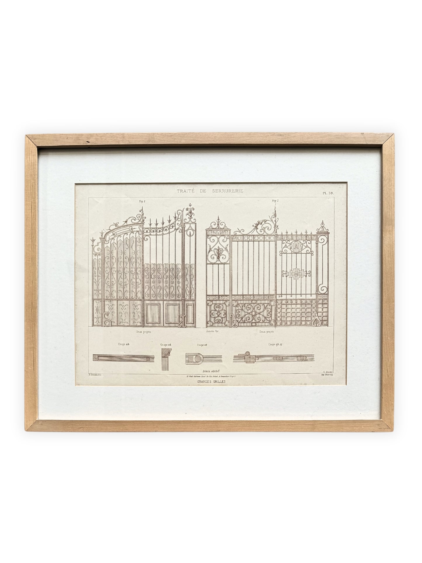French Architectural Lithograph - Traité de Serrurerie Pl. 39