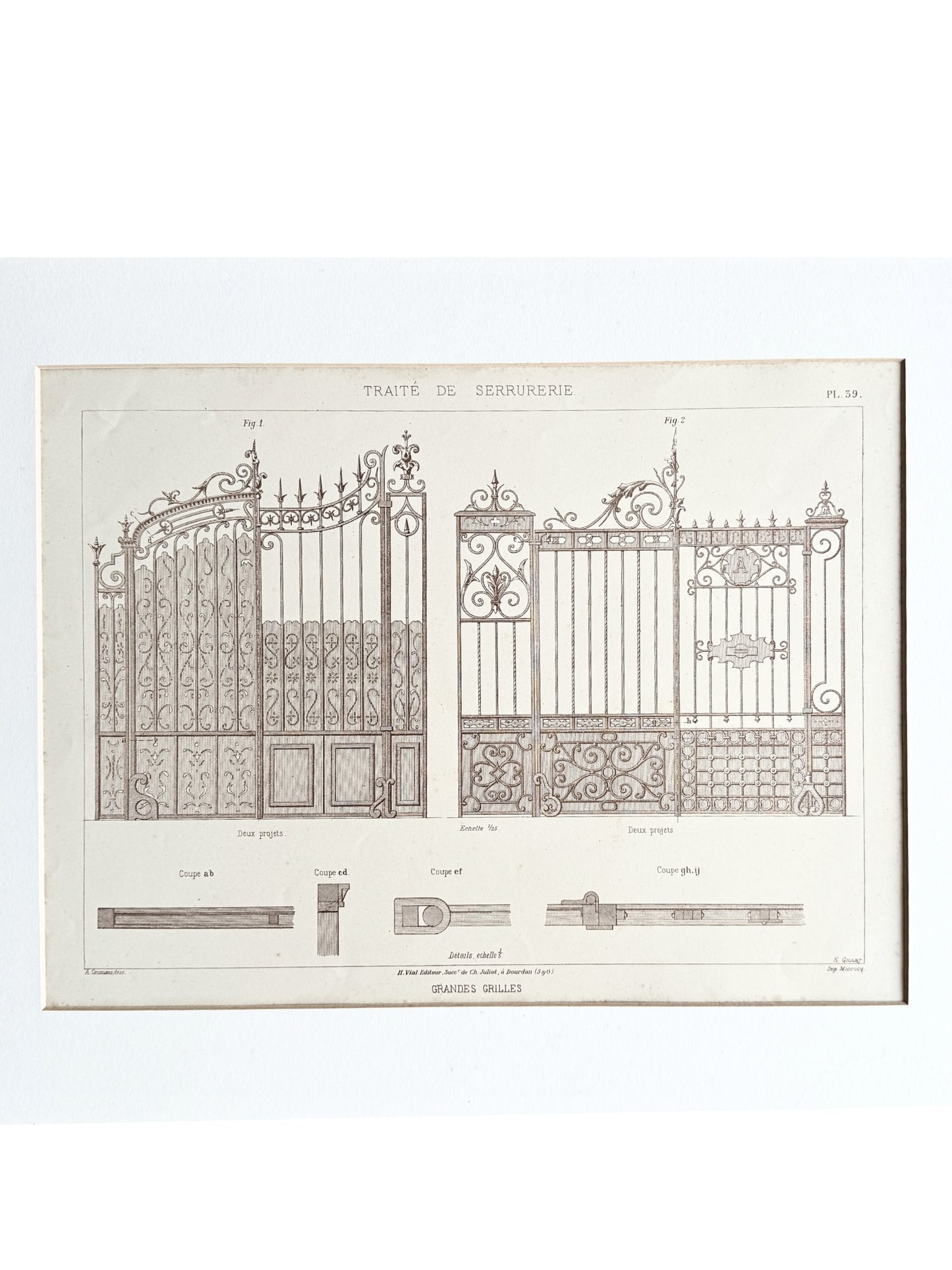 French Architectural Lithograph - Traité de Serrurerie Pl. 39