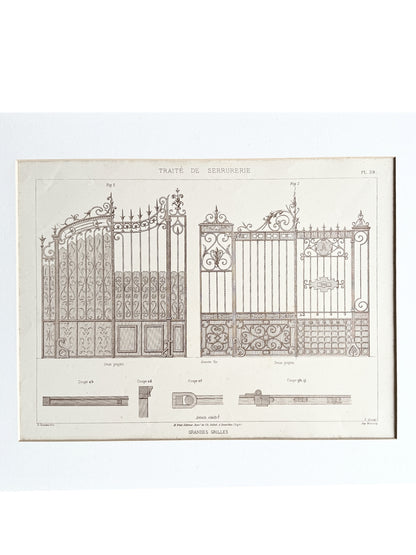 French Architectural Lithograph - Traité de Serrurerie Pl. 39