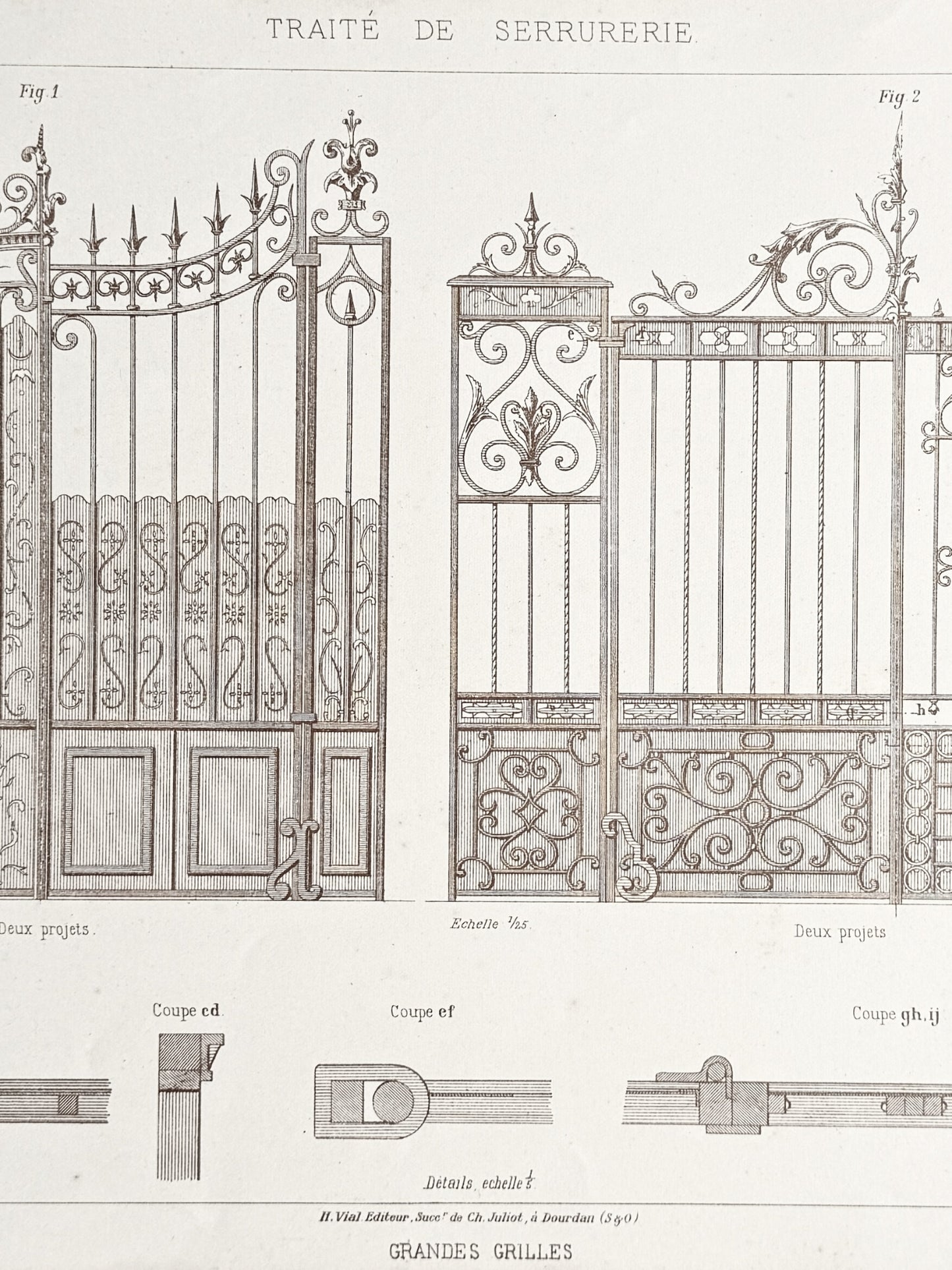 French Architectural Lithograph - Traité de Serrurerie Pl. 39