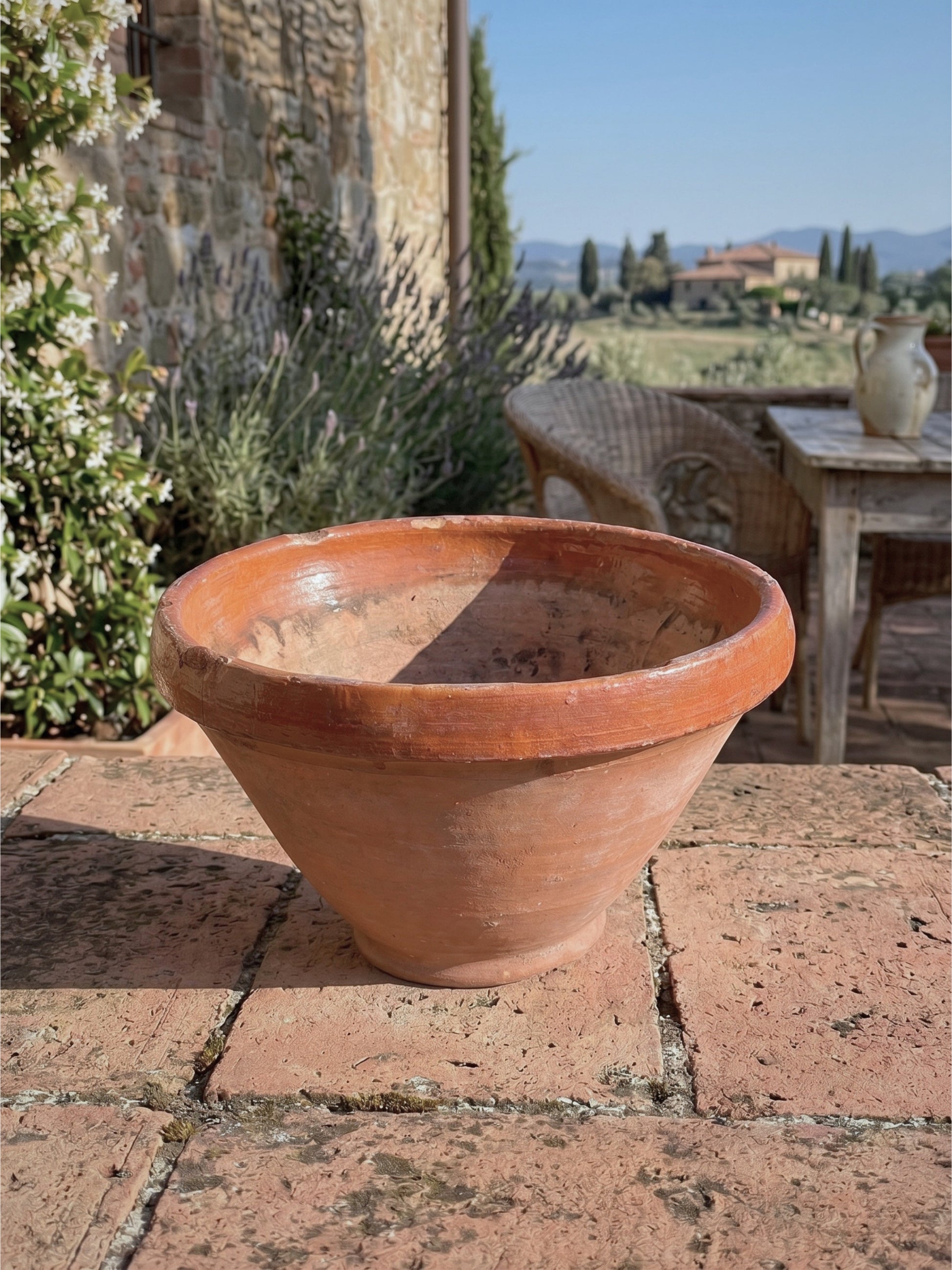 Very large French tian bowl classic terracotta