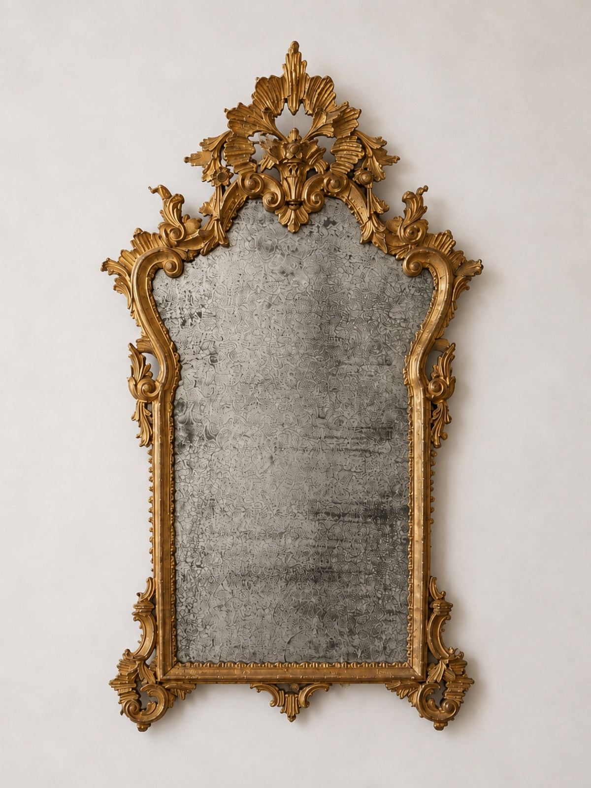 French Louis XV Giltwood Mirror with Original Mercury Glass