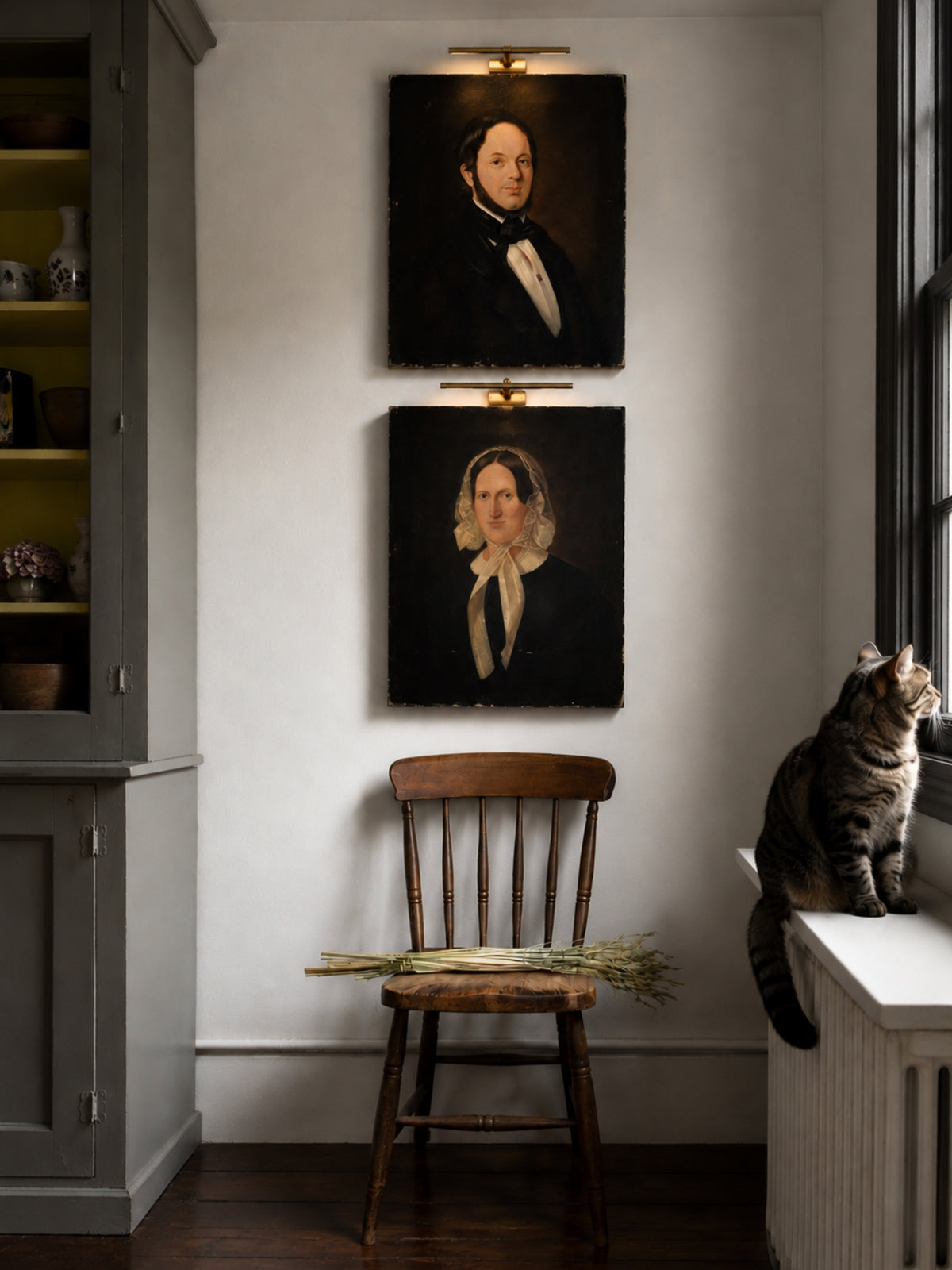 Pair of German Biedermeier Portrait Paintings c. 1840