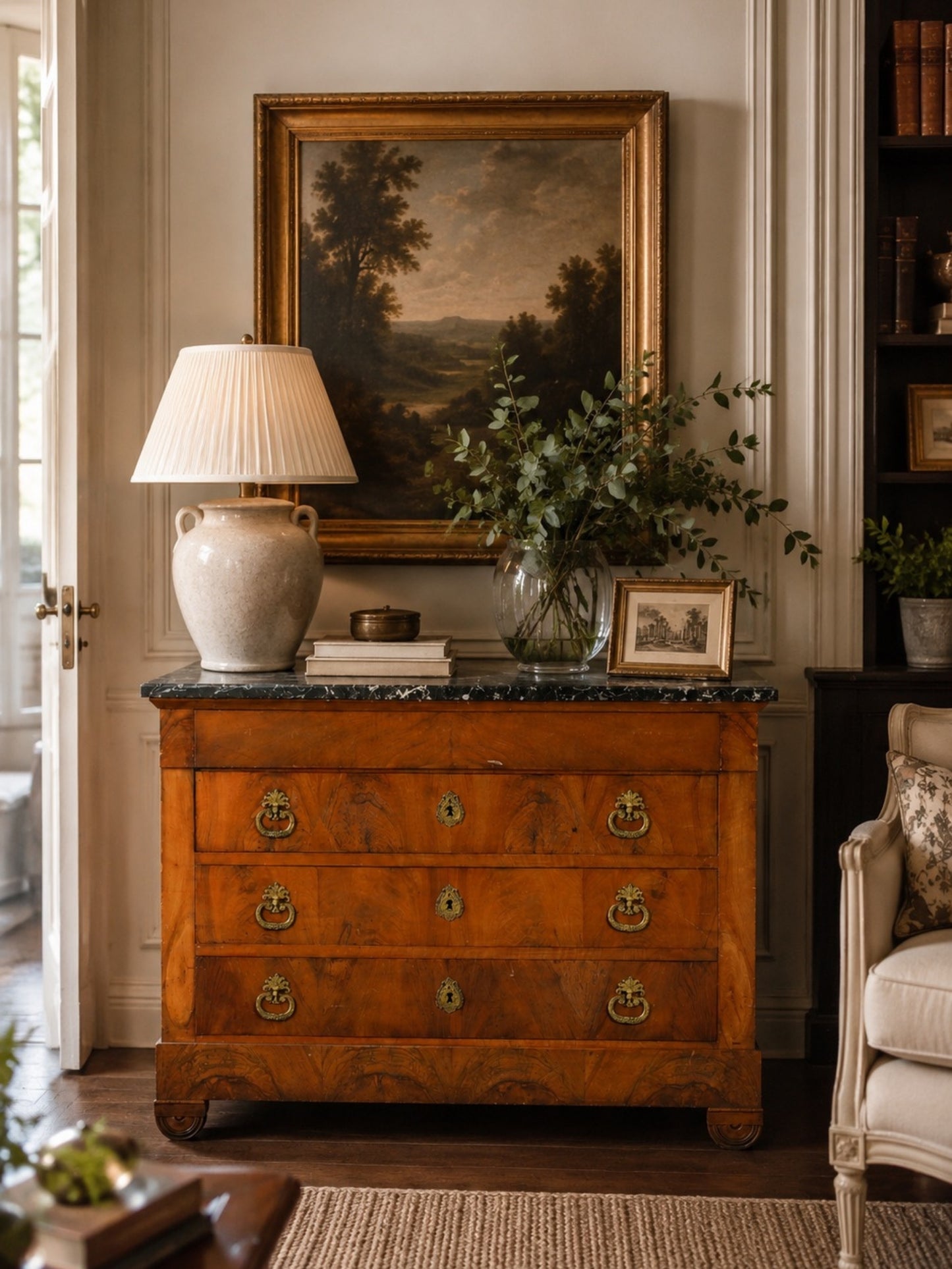 French Restoration-period commode w/ marble top