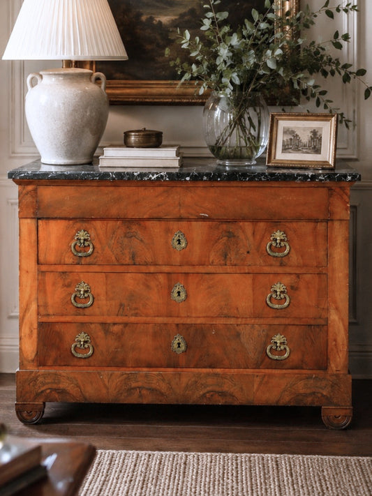 French Restoration-period commode w/ marble top