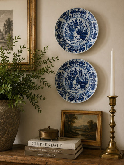 Pair of 18th Century Delft Blue & White Faience Plates