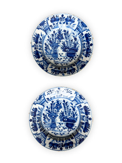 Pair of 18th Century Delft Blue & White Faience Plates