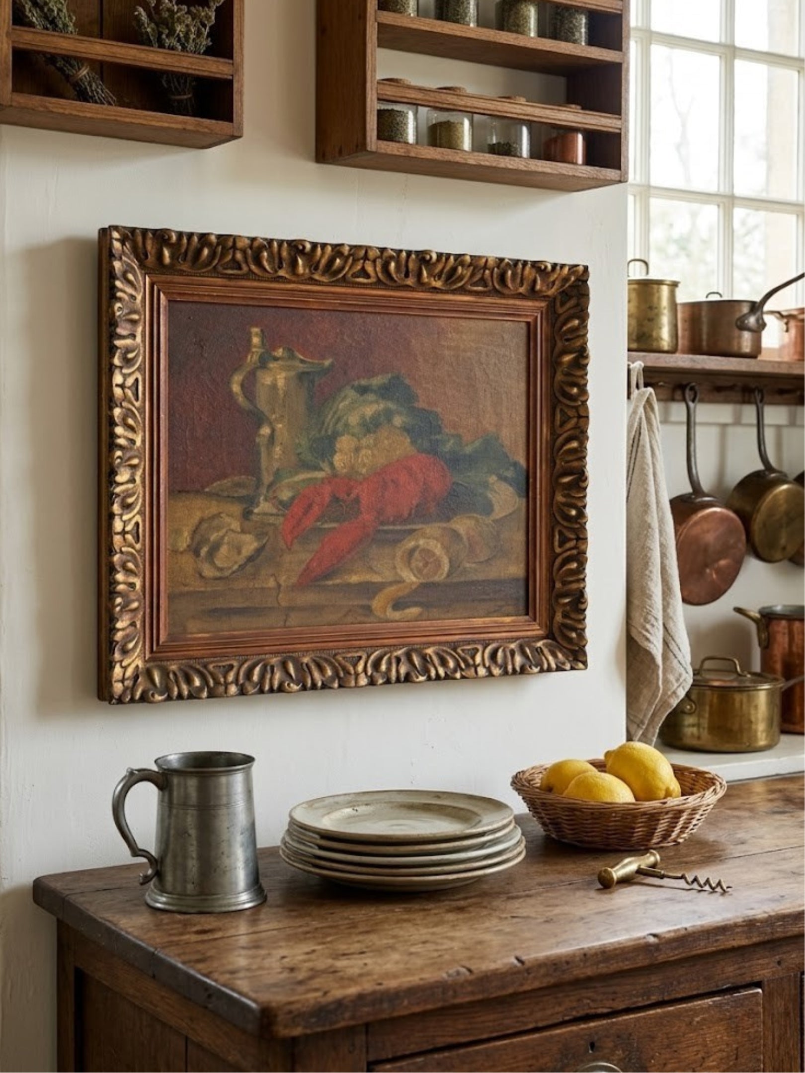 Original Oil Painting Still Life Lobster
