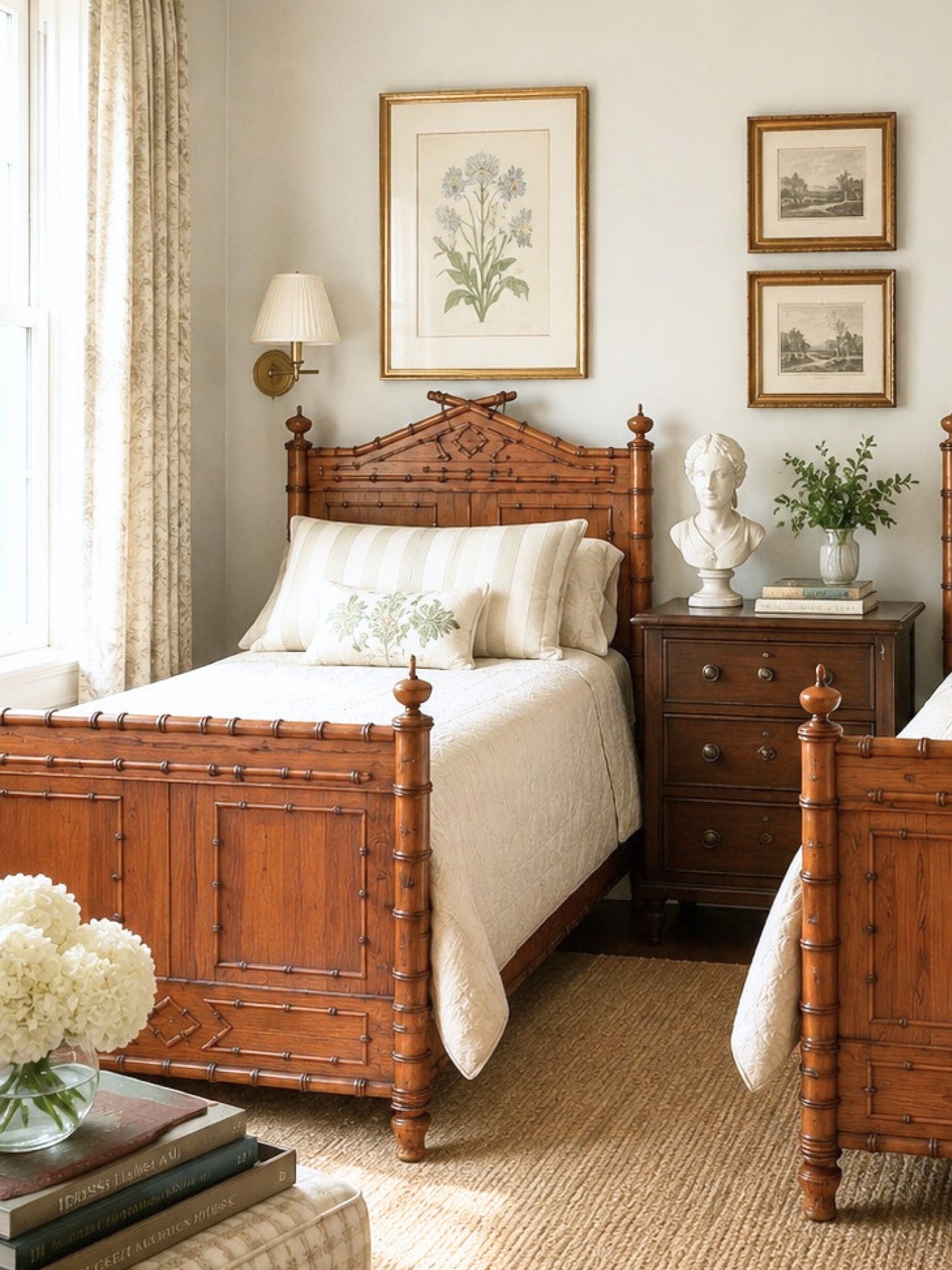 Pair of French Faux Bamboo Twin Bed Frames