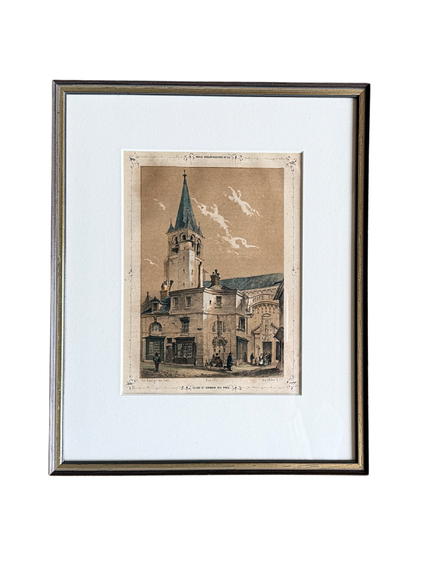 Antique engraving - Église St Germain Paris