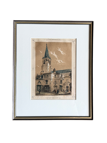 Antique engraving - Église St Germain Paris