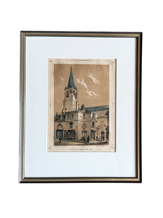 Antique engraving - Église St Germain Paris