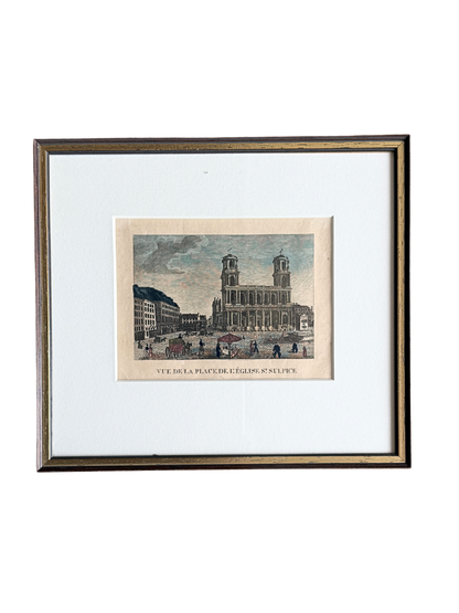 Antique engraving - Église St Sulpice Paris