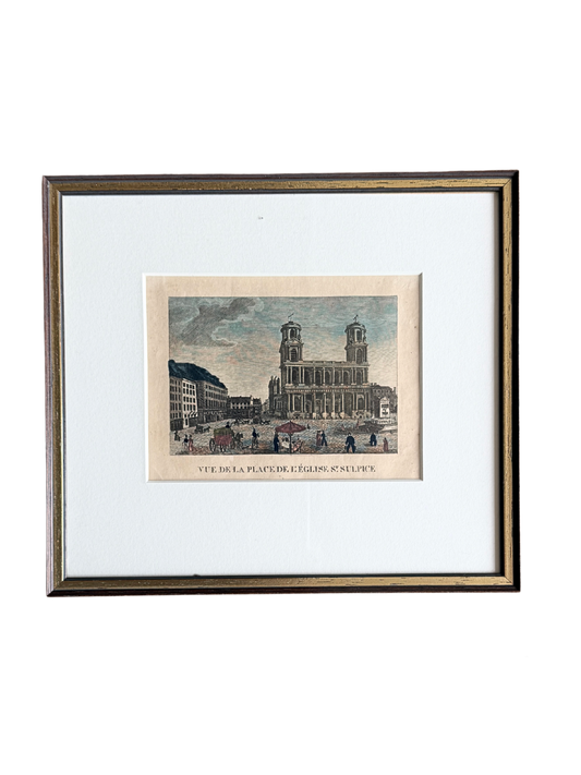 Antique engraving - Église St Sulpice Paris
