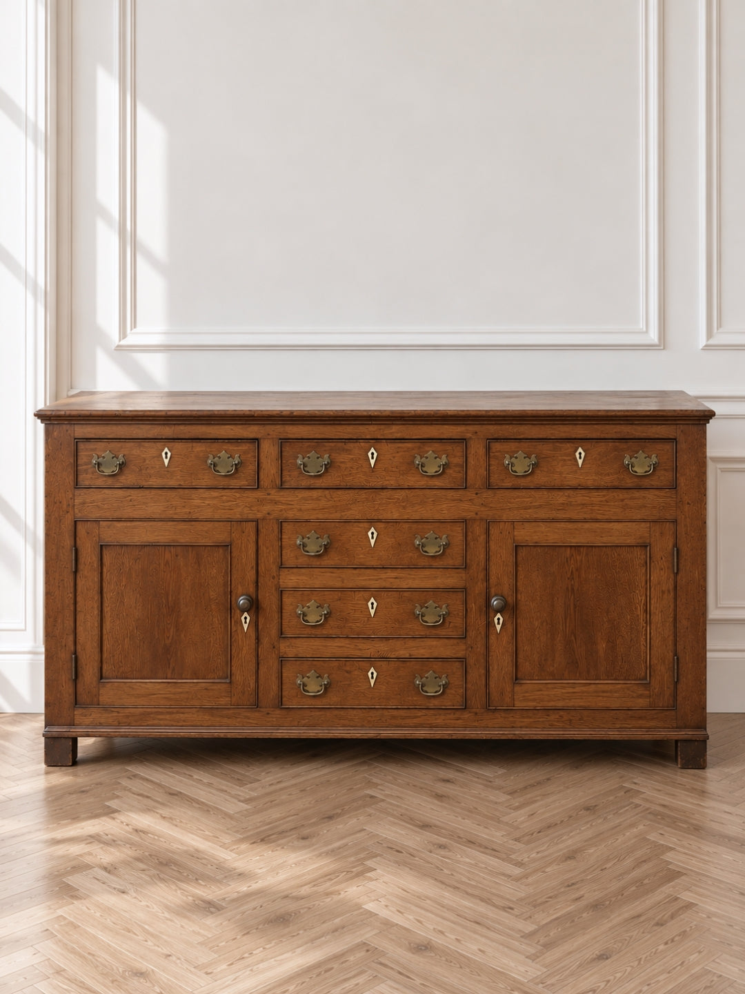English Georgian Oak Dresser Base George III Period - Early 1800s